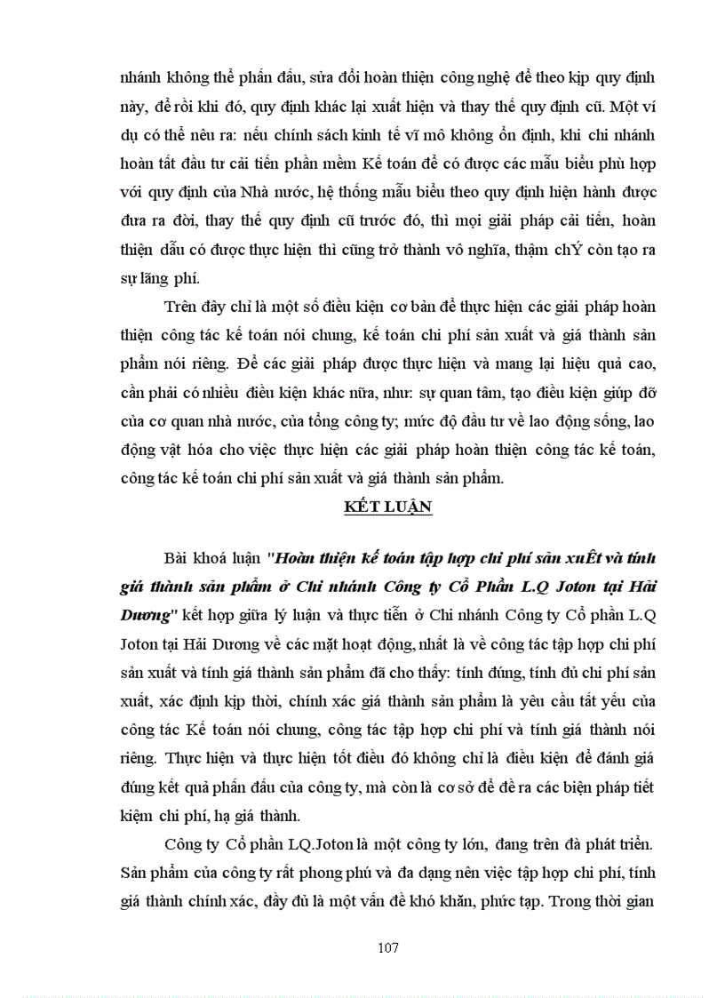 image for page Hoàn thiện Kế toán tập hợp chi phí sản xuất và tính giá thành sản phẩm tại Chi nhánh Công ty Cổ Phần L Q Joton tại Hải Dương