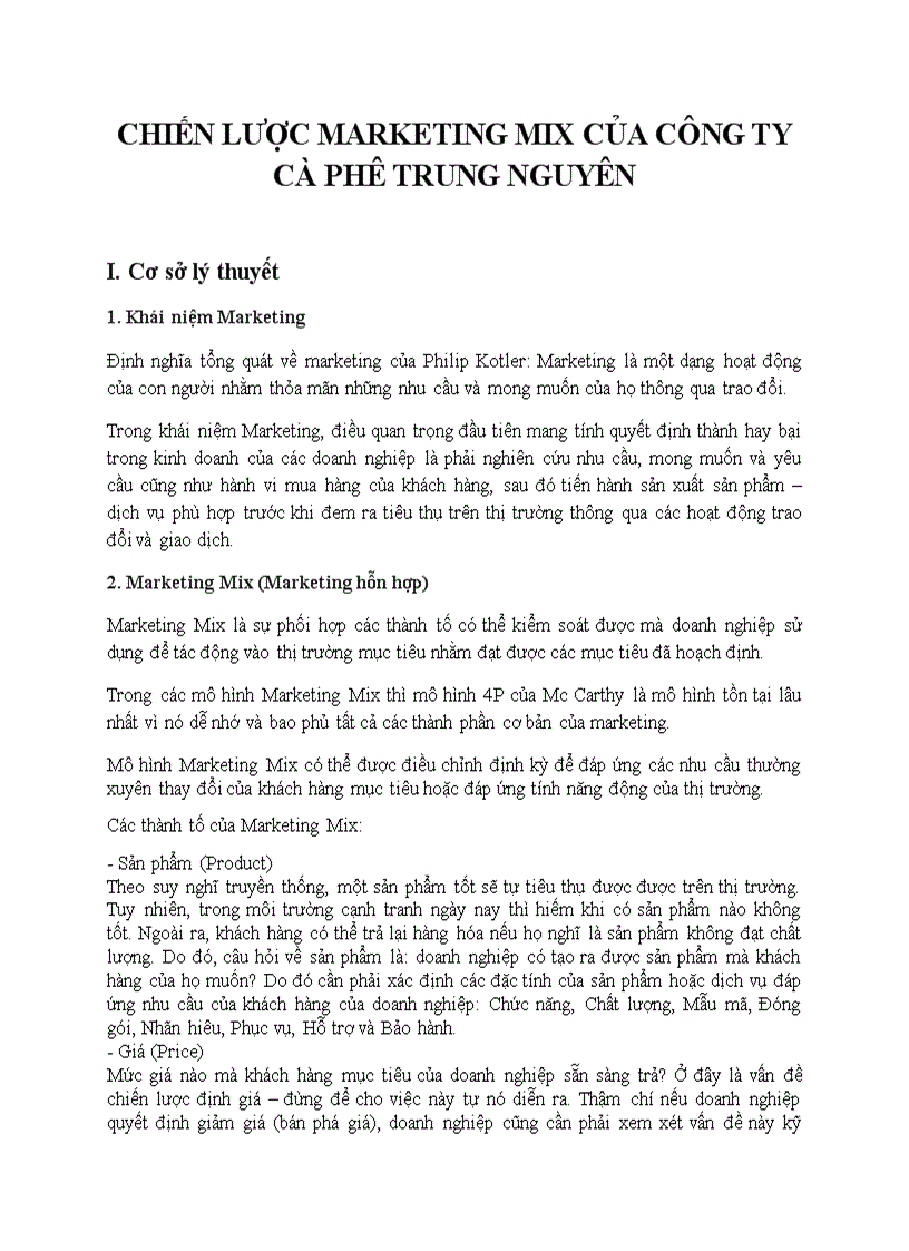 image for page Chiến lược marketing mix của công ty cà phê trung nguyên