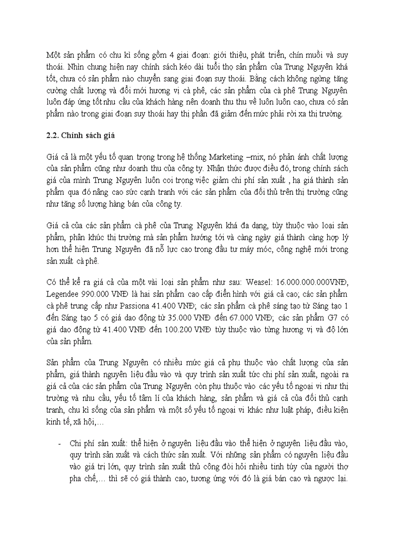 image for page Chiến lược marketing mix của công ty cà phê trung nguyên