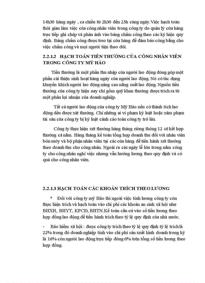 image for page Kế toán tiền lương và các khoản trích theo lương tại công ty Mỹ Hảo