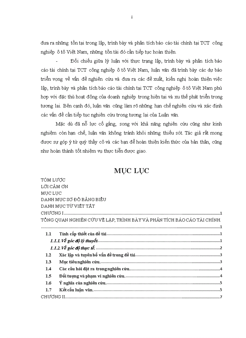 image for page Lập trình bày và phân tích báo cáo tài chính tại Tổng công ty công nghiệp ô tô Việt Nam l
