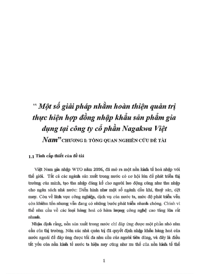 Một số giải pháp nhằm hoàn thiện quản trị thực hiện hợp đồng nhập khẩu sản phẩm gia dụng tại công ty cổ phần Nagakwa Việt Nam 3