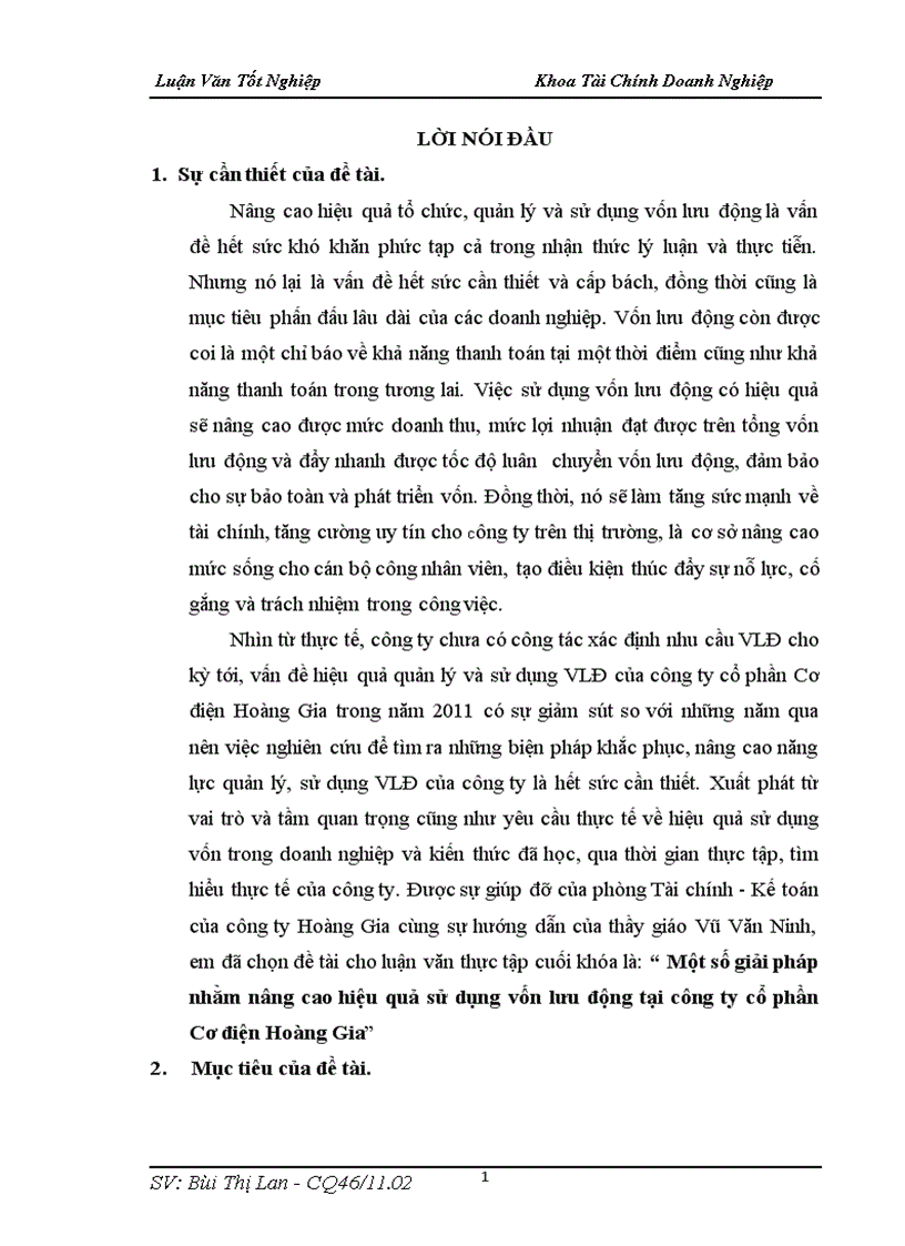 image for page Một số giải pháp nhằm nâng cao hiệu quả sử dụng vốn lưu động tại công ty cổ phần Cơ điện Hoàng Gia