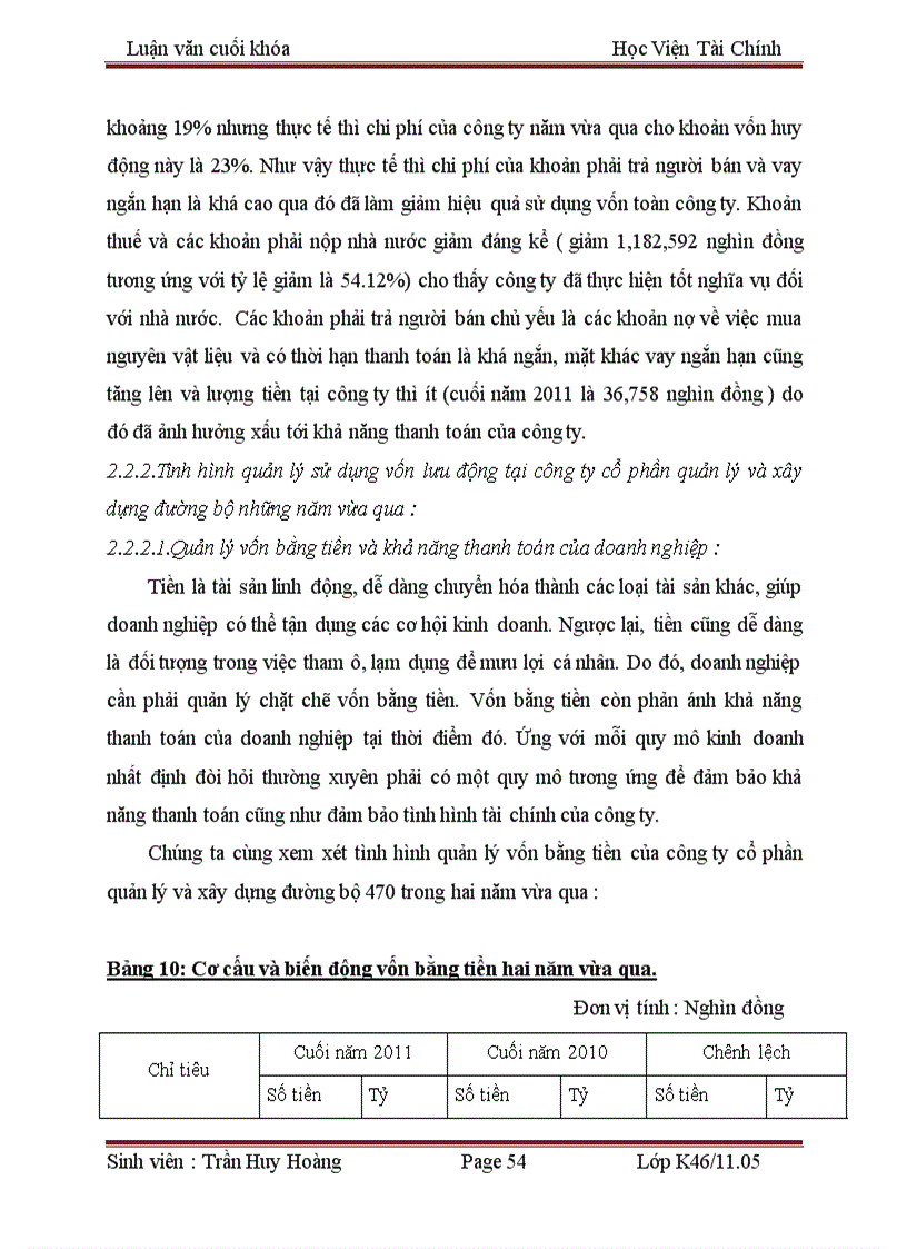 image for page Vốn lưu động và các giải pháp tài chính nâng cao hiệu quả sử dụng vốn lưu động tại công ty cổ phần quản lý và xây dựng đường bộ 470