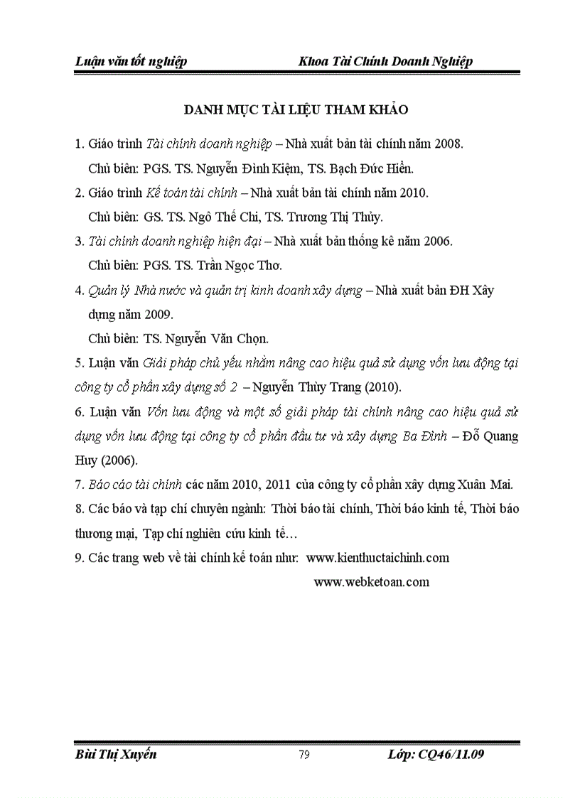 image for page Vốn lưu động và một số giải pháp nhằm nâng cao hiệu quả sử dụng vốn lưu động của công ty cổ phần xây dựng Xuân Mai