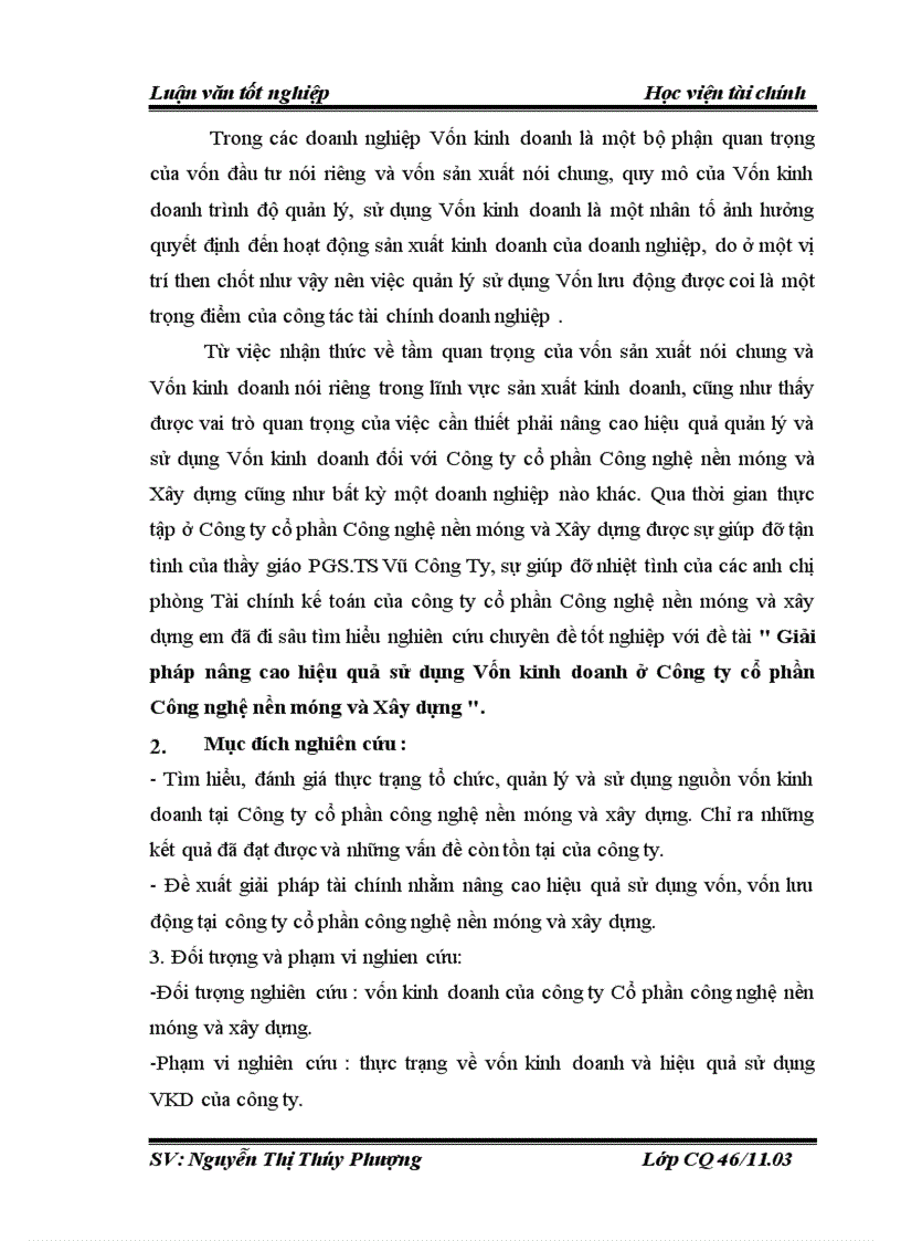 image for page Giải pháp nâng cao hiệu quả sử dụng Vốn kinh doanh ở Công ty cổ phần Công nghệ nền móng và Xây dựng