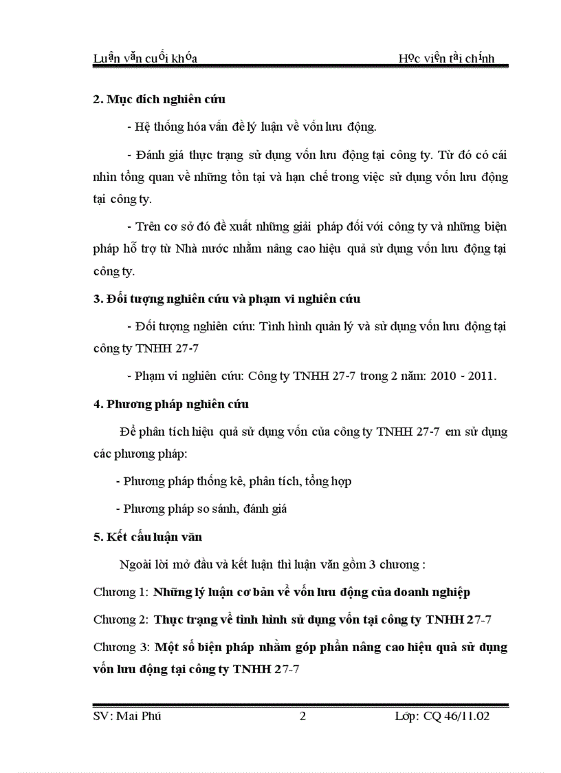 image for page Một số biện pháp nâng cao hiệu quả sử dụng vốn lưu động của công ty TNHH 27 7