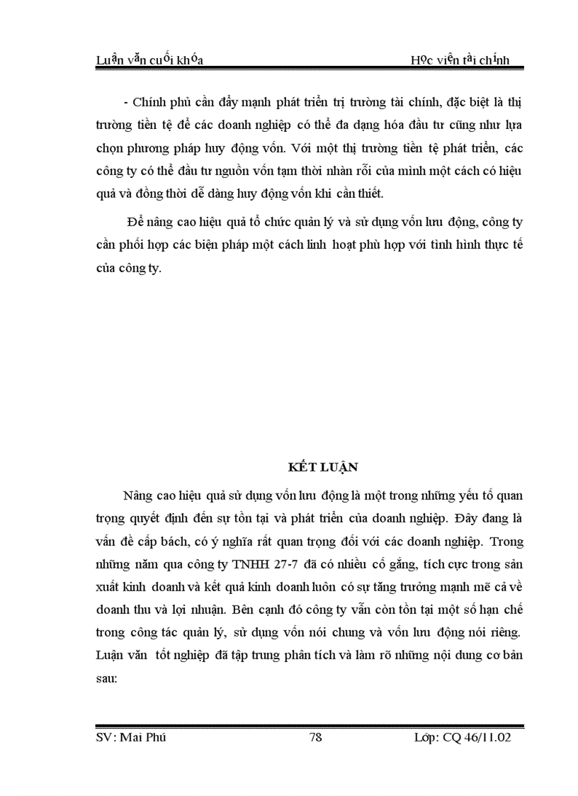 image for page Một số biện pháp nâng cao hiệu quả sử dụng vốn lưu động của công ty TNHH 27 7