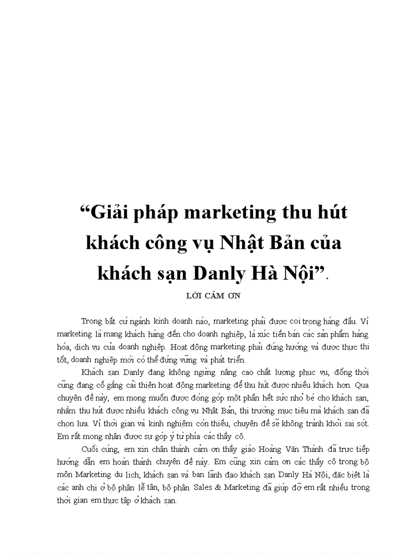 Giải pháp marketing thu hút khách công vụ Nhật Bản của khách sạn Danly Hà Nội