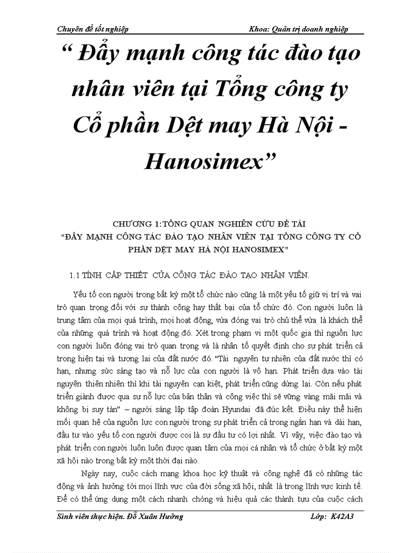 image for page Đẩy mạnh công tác đào tạo nhân viên tại Tổng công ty Cổ phần Dệt may Hà Nội Hanosimex