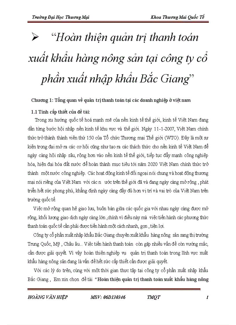 image for page Hoàn thiện quản trị thanh toán xuất khẩu hàng nông sản tại công ty cổ phần xuất nhập khẩu Bắc Giang 4