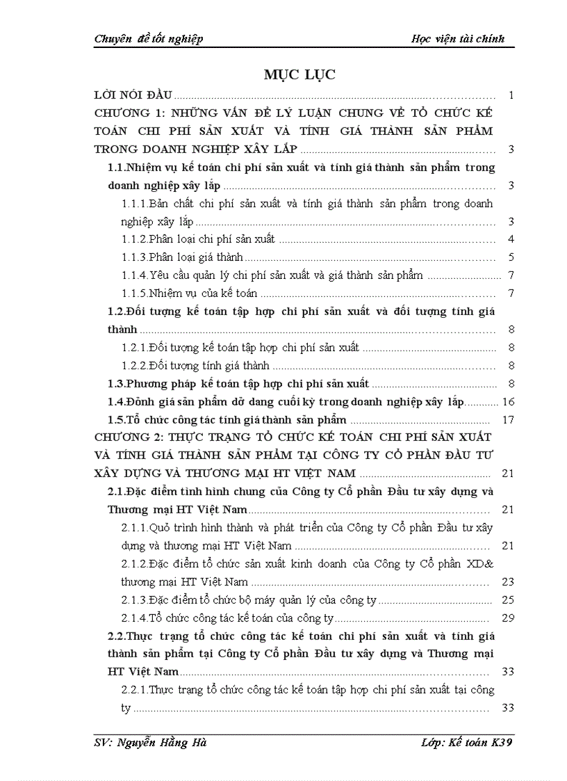 image for page Kế toán chi phí sản xuất và tính giá thành sản phẩm tại công ty cổ phần đầu tư xây dựng và thương mại ht việt nam