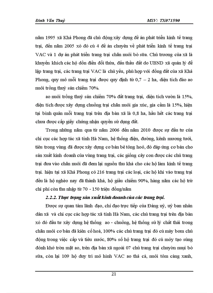 image for page THựC TRạNG Và GIảI PHáP PHáT TRIểN KINH Tế TRANG TRạI Xã KHả PHONG