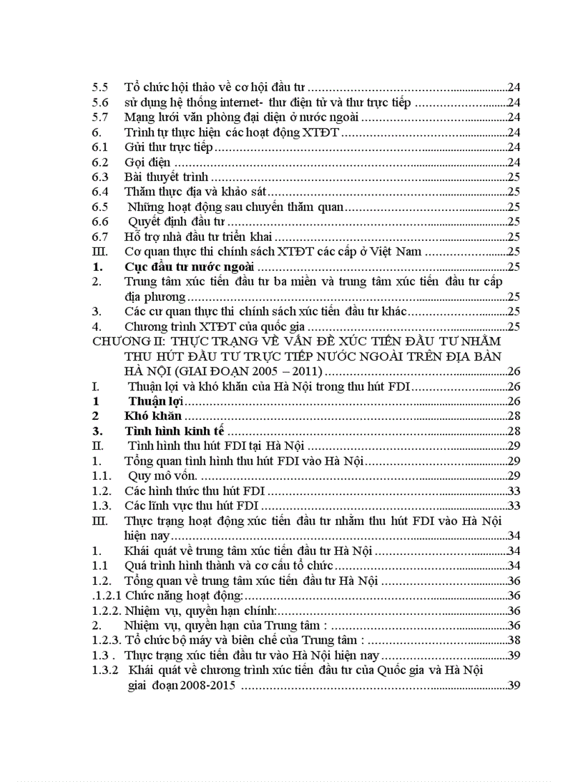 Vấn đề xúc tiến đầu tư nhằm thu hút đầu tư trực tiếp nước ngoài trên địa bàn hà nội giai đoạn 2005 201