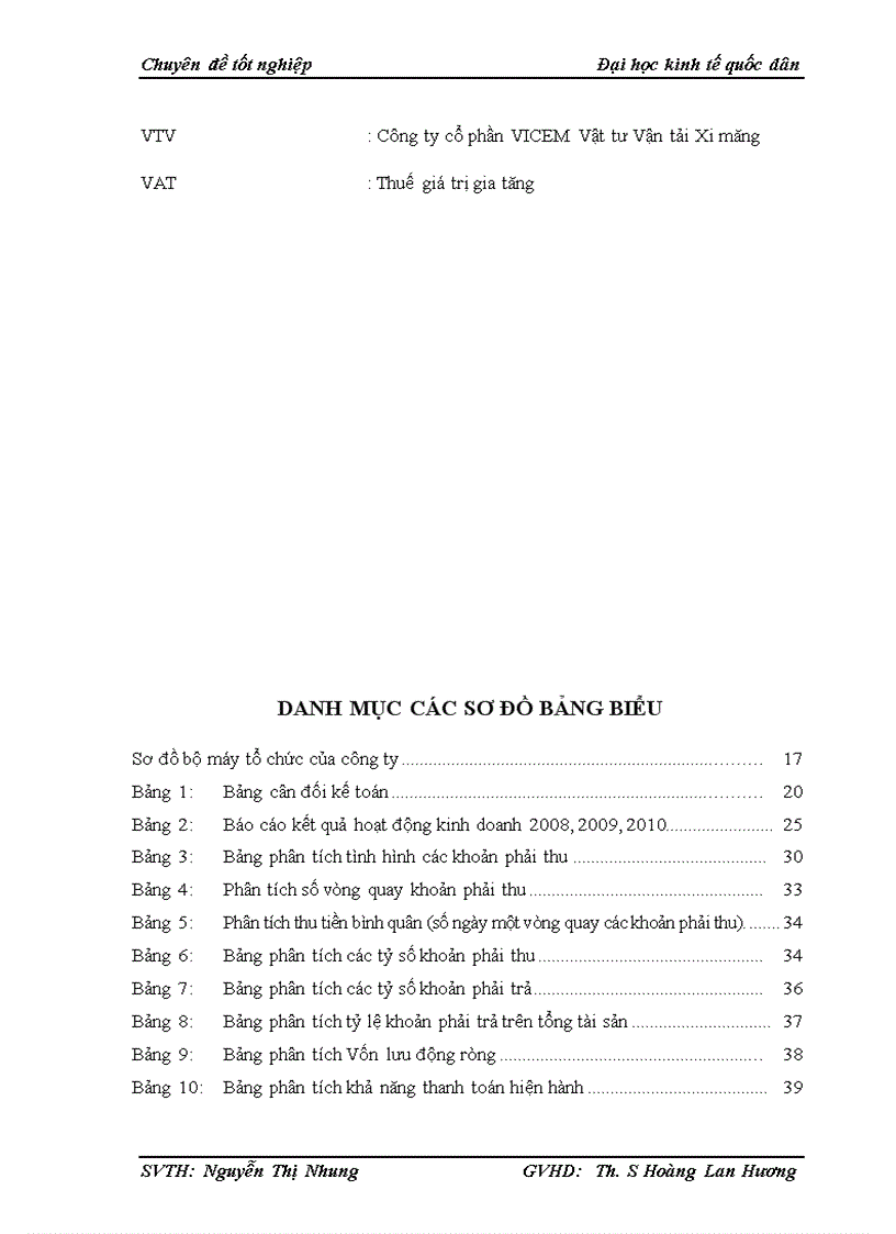 Thực trạng khả năng thanh toán công ty cổ phần vicem vật tư vận tải xi măng
