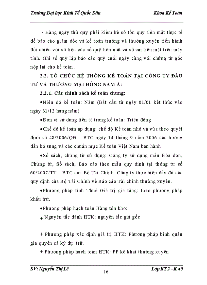 image for page Tổ chức bộ máy kế toán và hệ thống kế toán tại công ty đầu tư và thương mại đông nam á