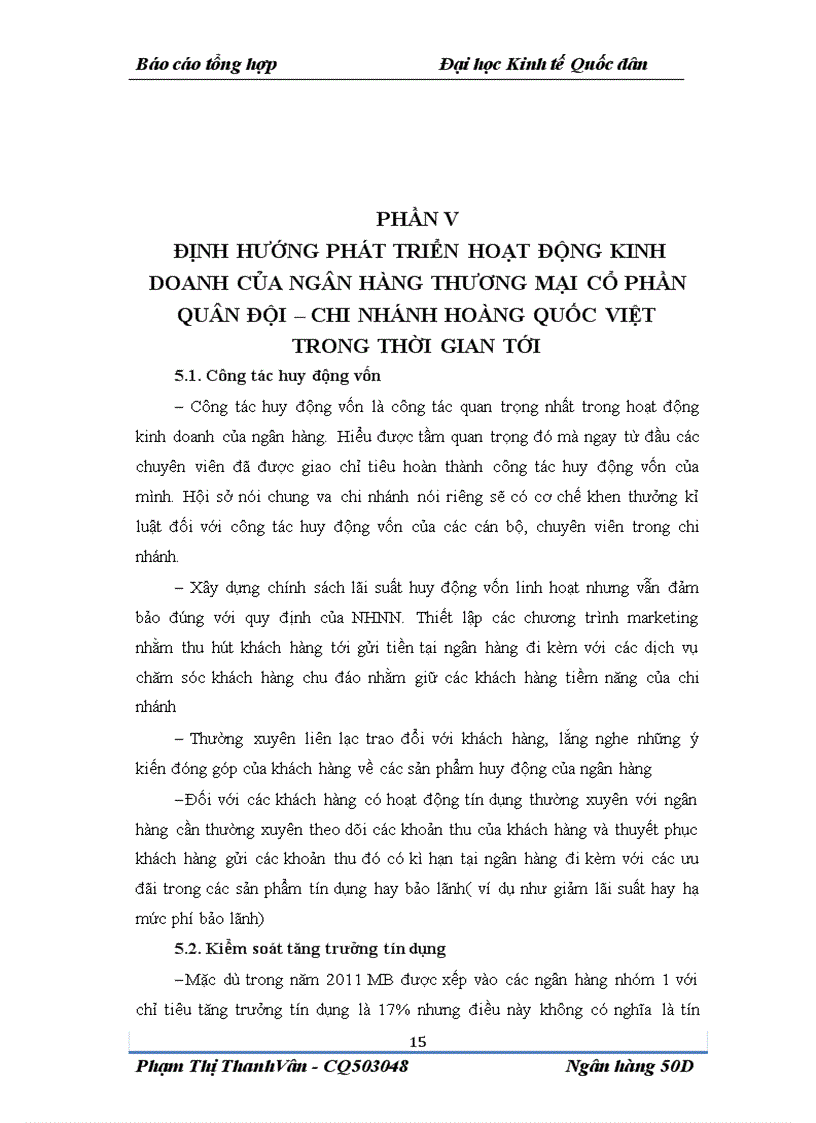 image for page Báo cáo tổng hợp của chi nhánh ngân hàng Quân đội Hoàng Quốc Việt