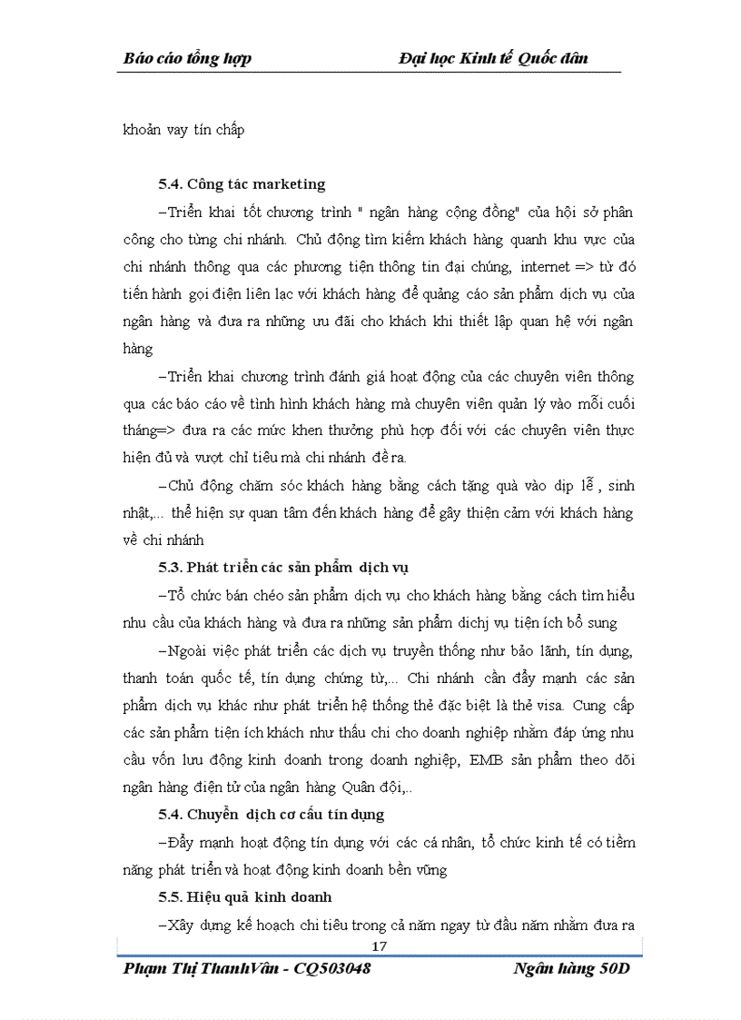 image for page Báo cáo tổng hợp của chi nhánh ngân hàng Quân đội Hoàng Quốc Việt