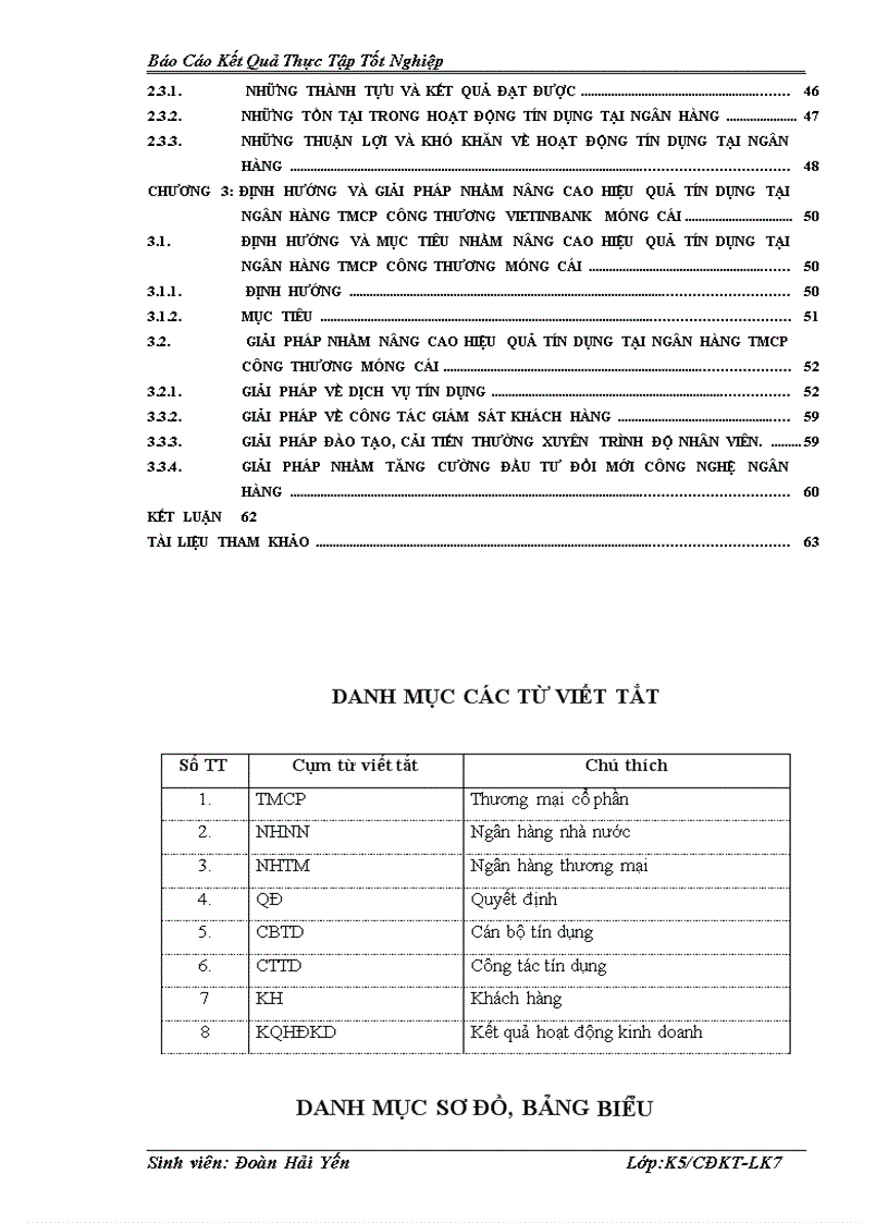 Một số giải pháp nhằm nâng cao hiệu quả tín dụng tại Ngân hàng TMCP Công Thương Móng Cái