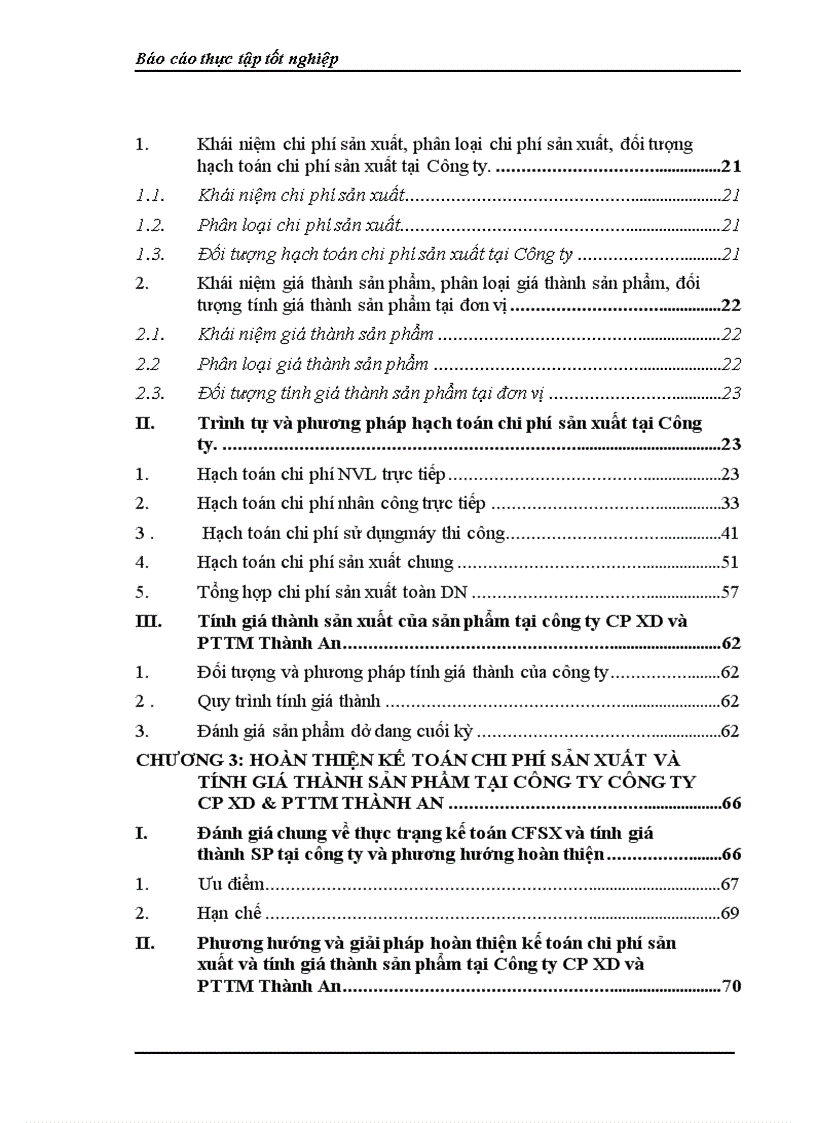 Kế toán chi phí sản xuất và tính giá thành sản phẩm tại Công ty cổ phần XD và Phát triển thương mại Thành An 1