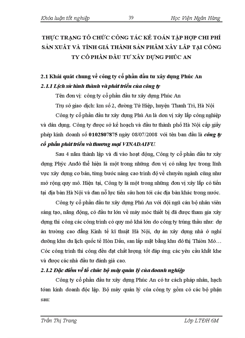 image for page Hoàn thiện công tác kế toán chi phí sản xuất và tính giá thành sản phẩm xây lắp tại Công ty cổ phần đầu tư xây dựng Phúc An 3