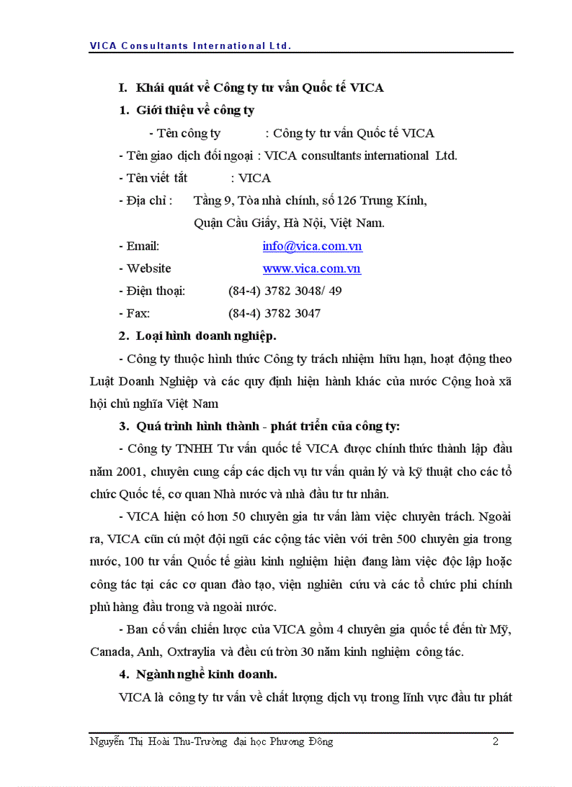 image for page Báo cáo thực tập tại Công ty tư vấn Quốc tế VICA