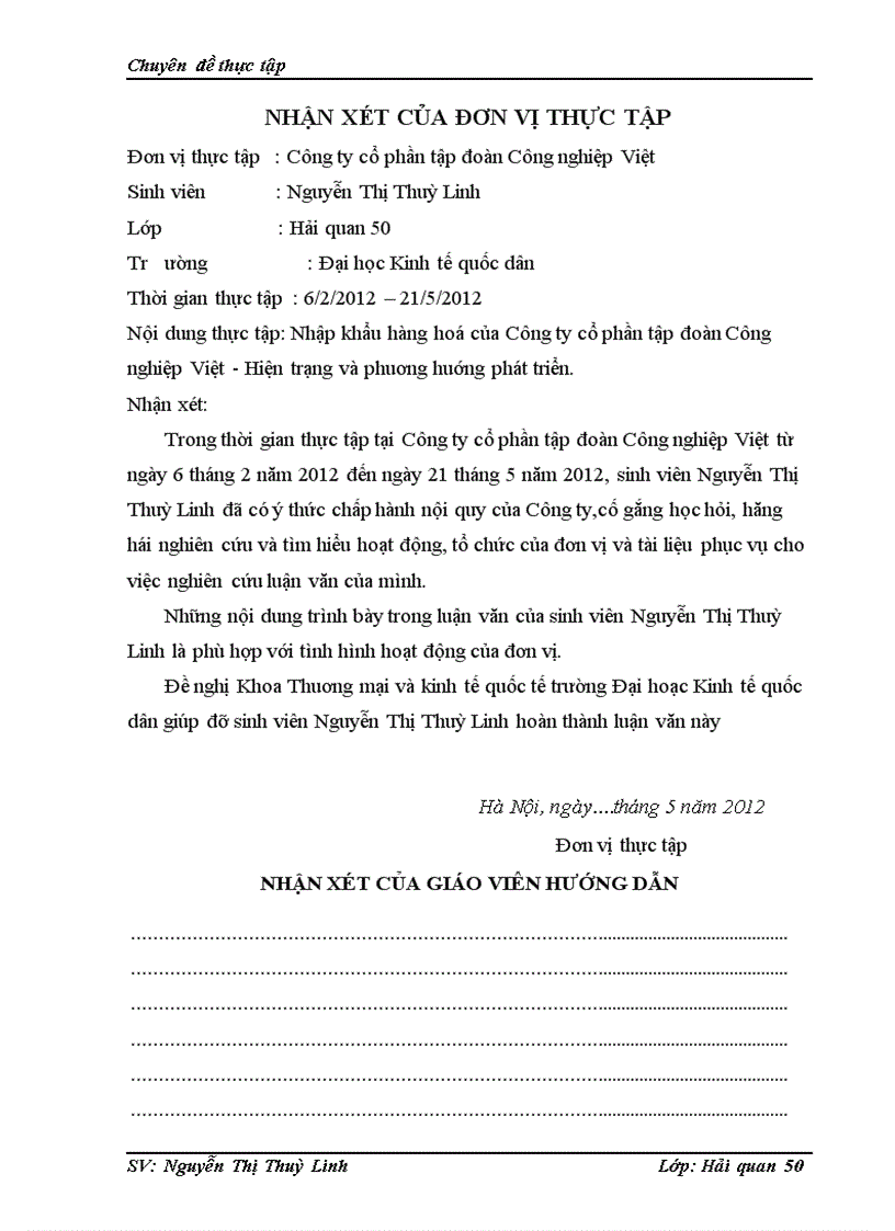 image for page Nhập khẩu hàng hóa của công ty cổ phần tập đoàn Công nghiệp Việt Hiện trạng và phương hướng phát triển