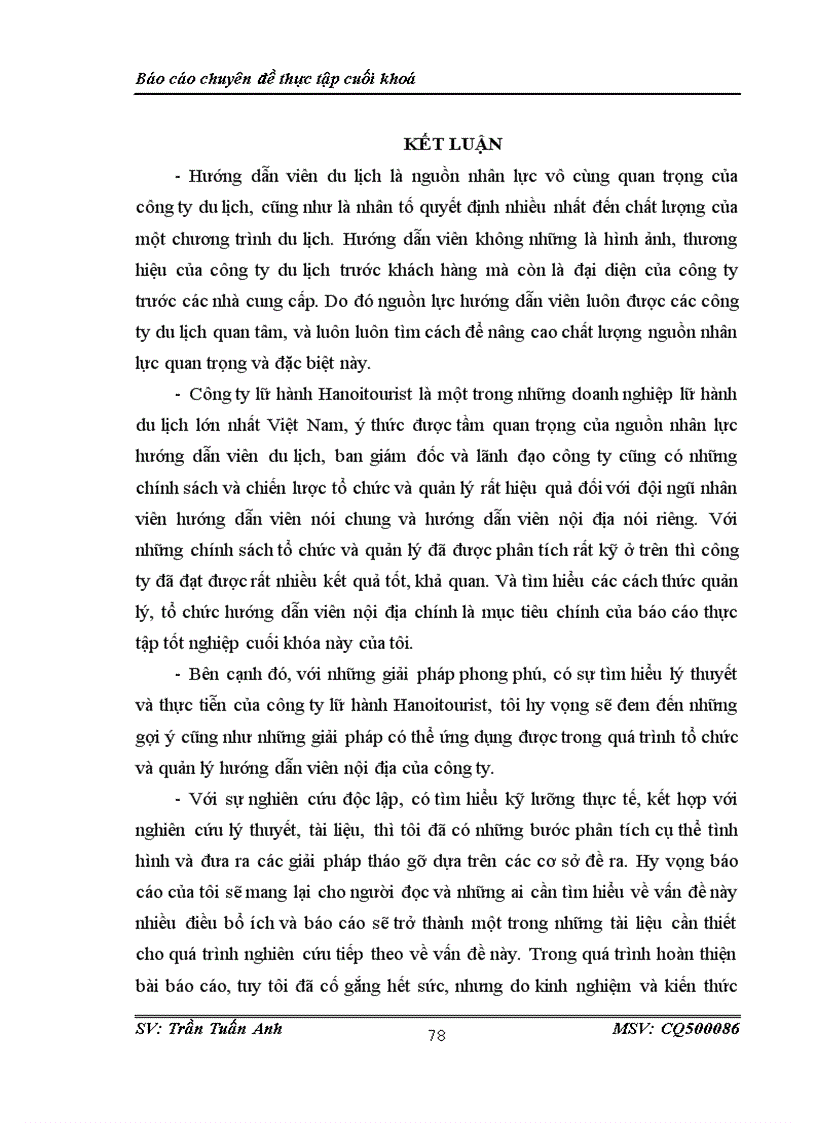 image for page Công tác tổ chức và quản lý nhằm nâng cao chất lượng nguồn nhân lực hướng dẫn viên du lịch nội địa tại công ty Lữ hành HanoiTourist