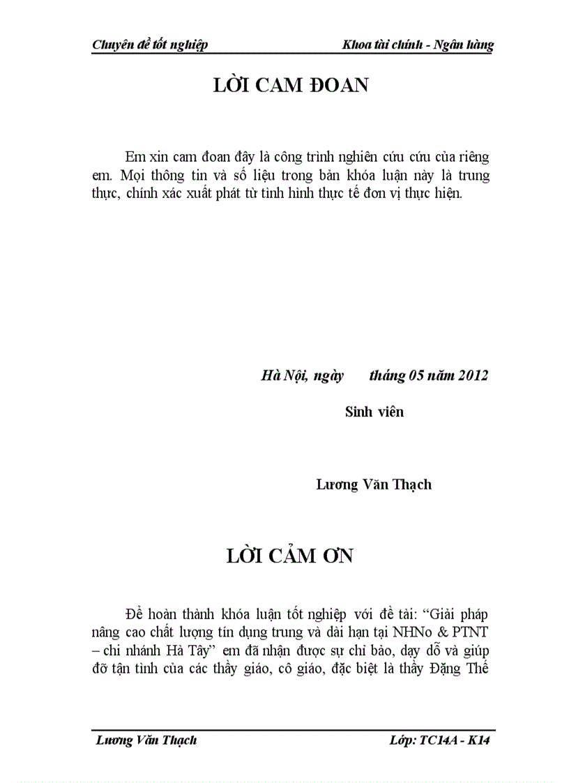 image for page Giải pháp nâng cao chất lượng tín dụng trung và dài hạn tại NHNo PTNT chi nhánh Hà Tây