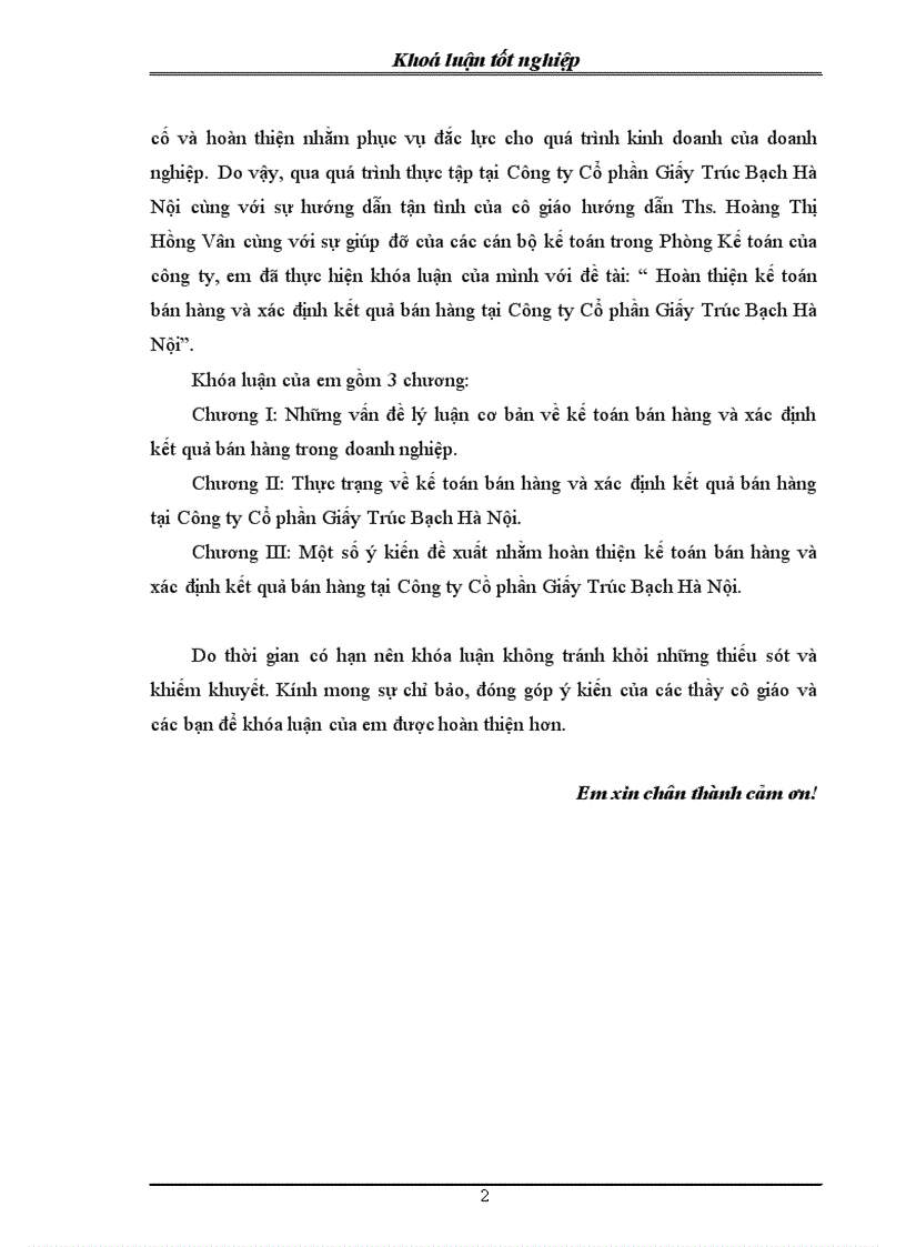 image for page Hoàn thiện kế toán bán hàng và xác định kết quả bán hàng tại Công ty Cổ phần Giấy Trúc Bạch Hà Nội 1