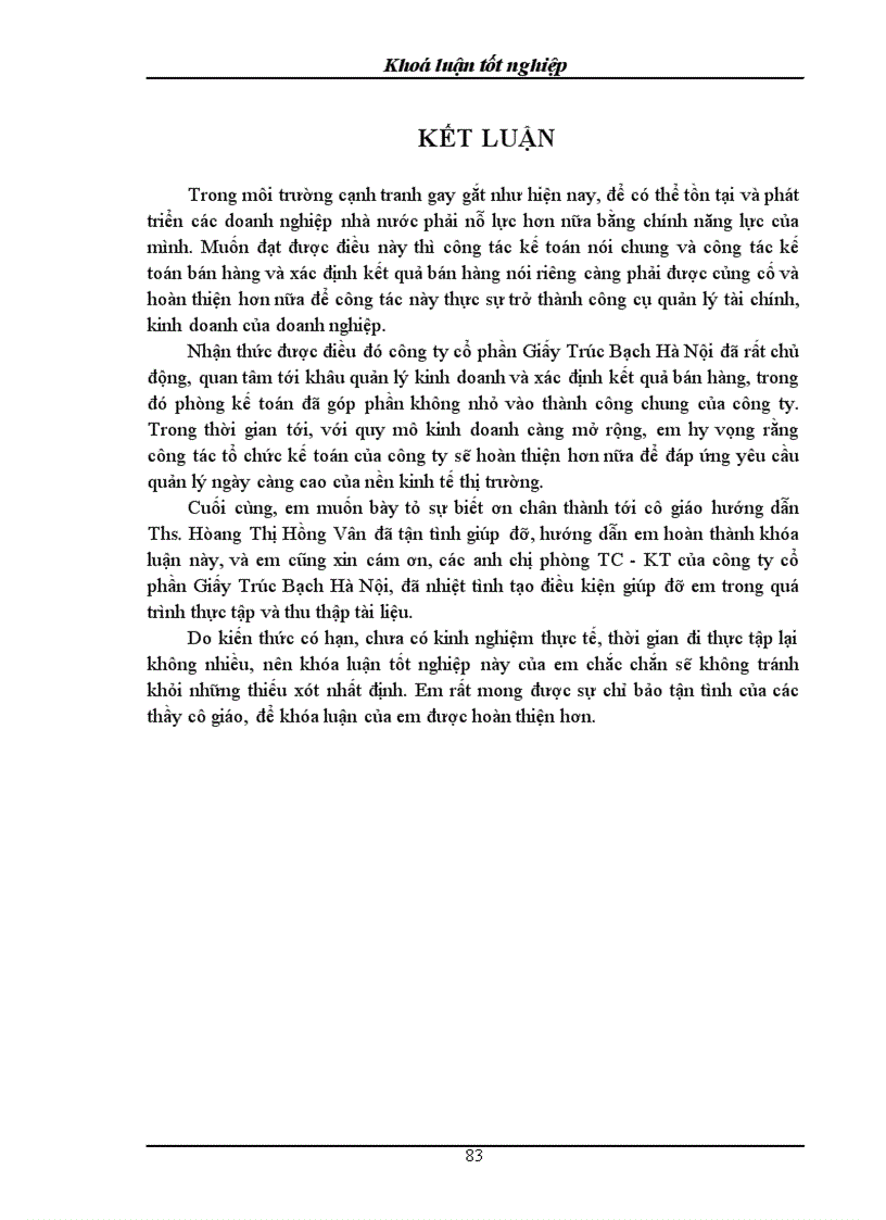 image for page Hoàn thiện kế toán bán hàng và xác định kết quả bán hàng tại Công ty Cổ phần Giấy Trúc Bạch Hà Nội 1