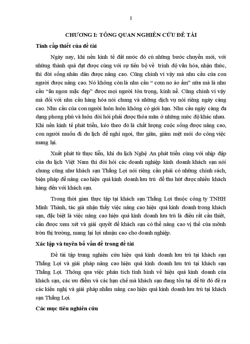 image for page Nghiên cứu thực trạng hiệu quả kinh doanh lưu trú tại khách sạn Thắng Lợi