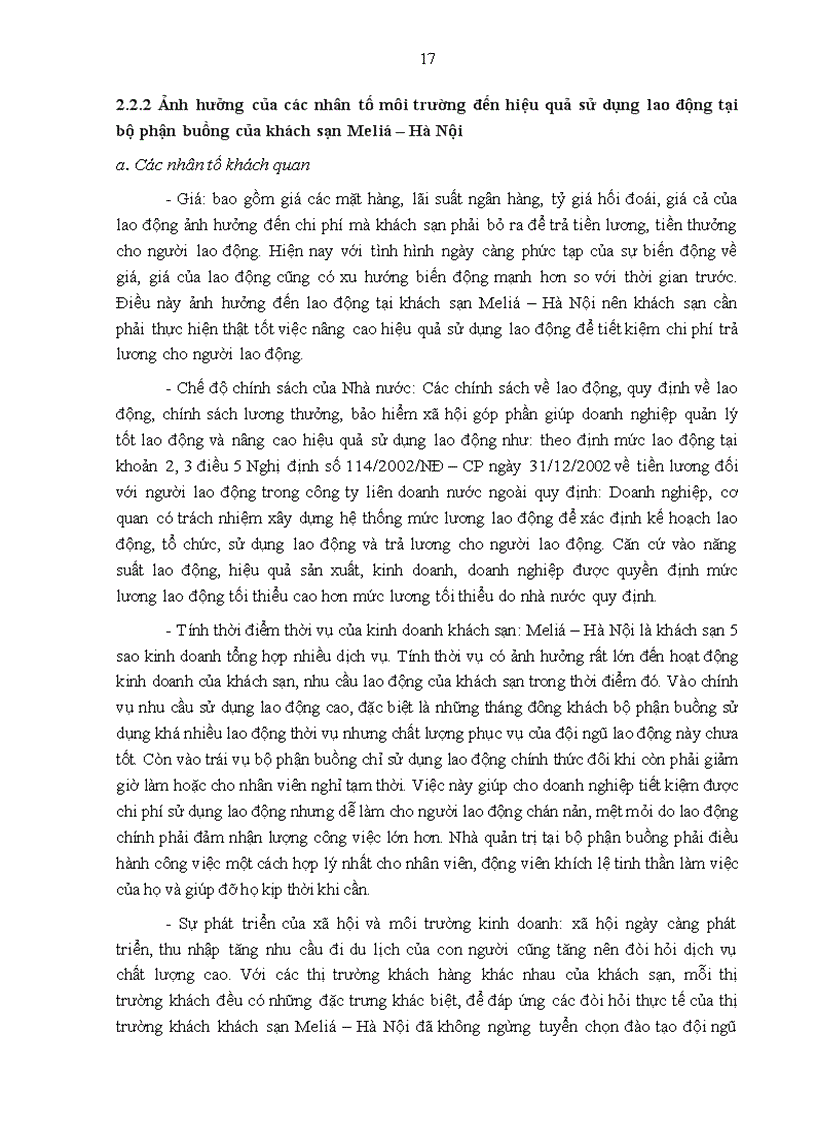 image for page Thực trạng hiệu quả sử dụng lao động tại bộ phận buồng của khách sạn Meliá Hà Nội và đề xuất giải pháp nhằm nâng cao chất lượng hiệu quả sử dụng lao động tại bộ phận buồng