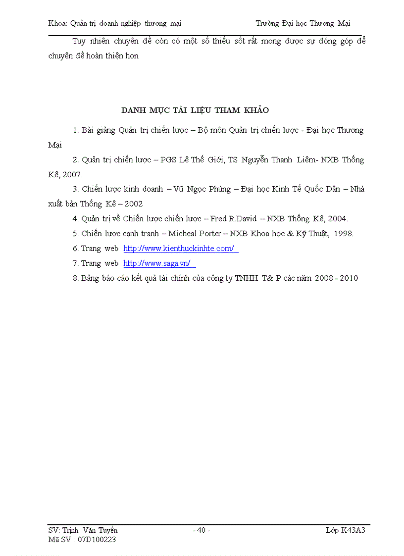 image for page Phân tích TOWS chiến lược phát triển thị trường của Công ty T P