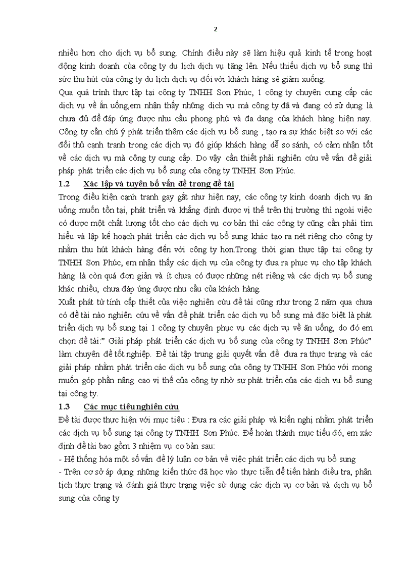 Giải pháp phát triển các dịch vụ bố sung của công ty TNHH Sơn Phúc 3