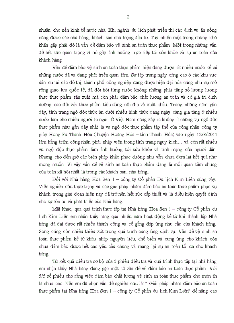 image for page GIải pháp đảm bảo an toàn thực phẩm tại nhà hàng hoa sen i công ty cổ phần du lịch kim liên 1