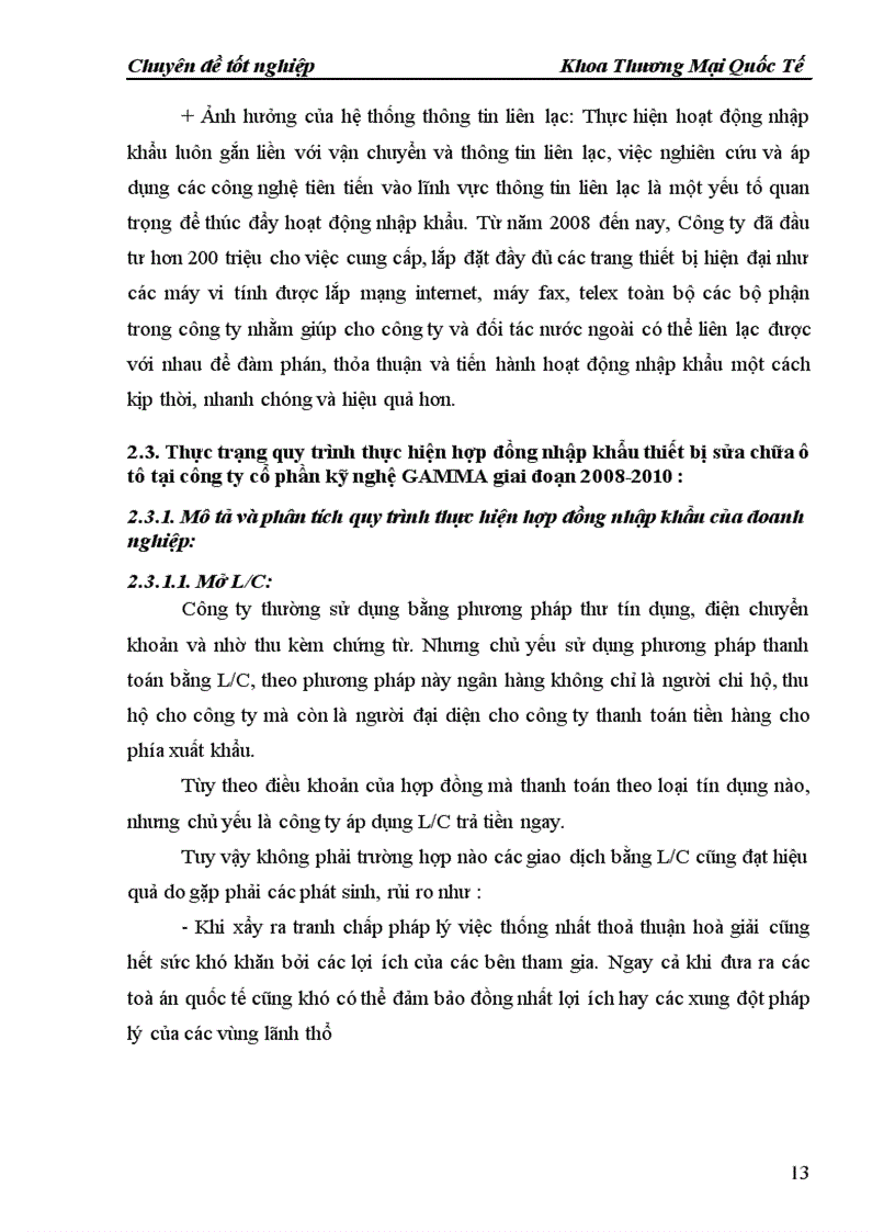 image for page Quy trình thực hiện hợp đồng nhập khẩu thiết bị sửa chữa ôtô từ thị trường Trung Quốc tại công ty cổ phần kỹ nghệ GAMMA