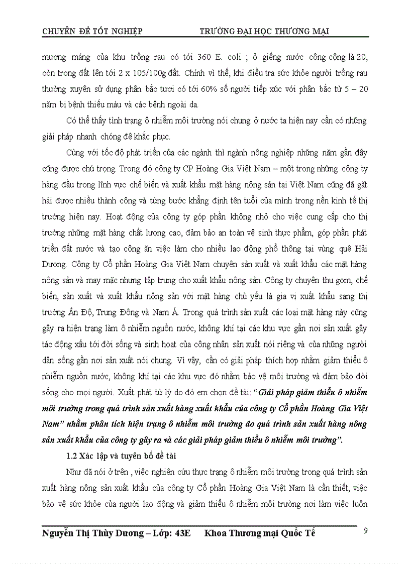 image for page Giải pháp giảm thiểu ô nhiễm trong quá trinh sản xuất hàng xuất khẩu của công ty Cổ phần Hoàng Gia Việt Nam 1