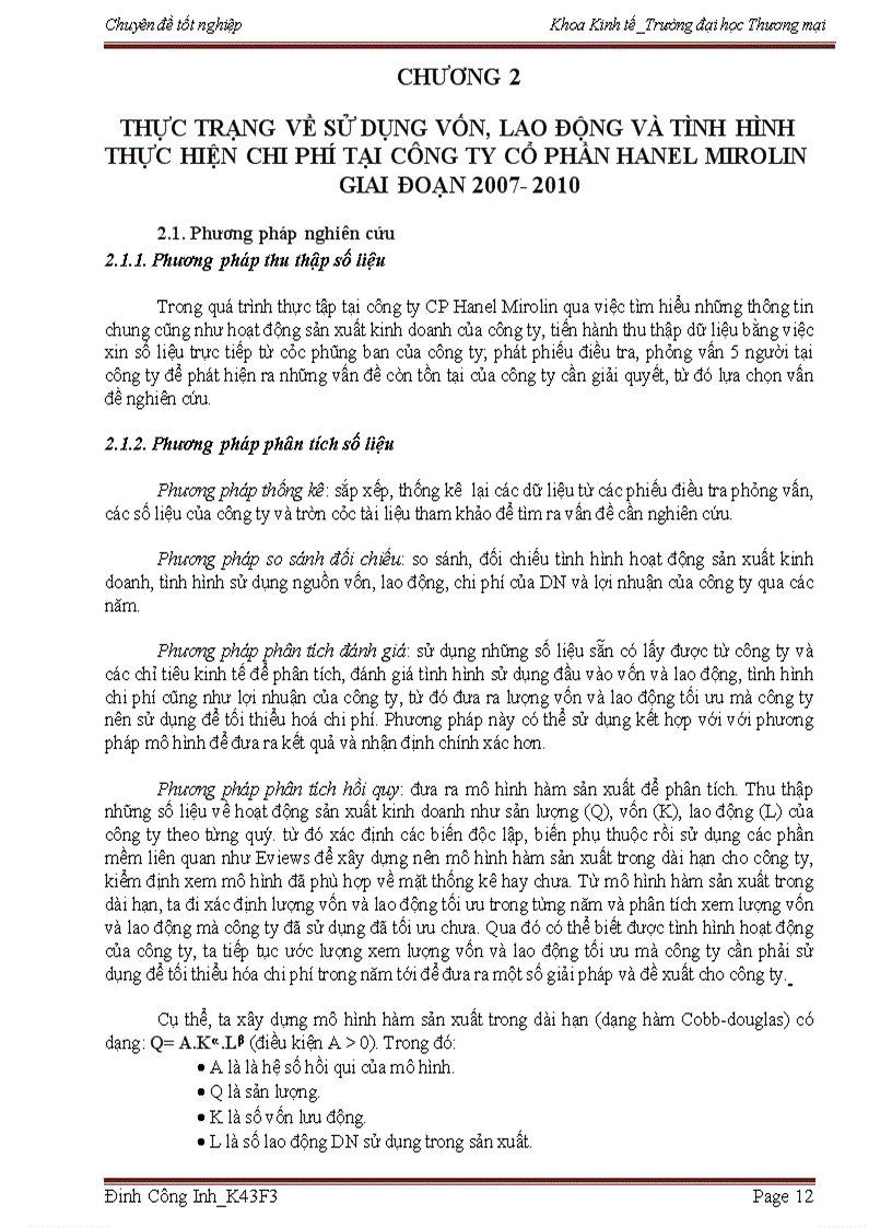 image for page Lựa chọn đầu vào vốn và lao động tối ưu để giảm thiểu chi phí sản xuất kinh doanh nhằm tối đa hóa lợi nhuận tại Công ty Hanel Mirolin