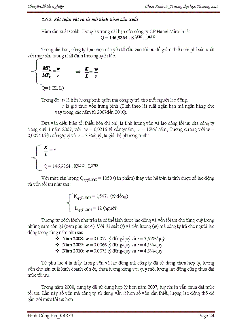 image for page Lựa chọn đầu vào vốn và lao động tối ưu để giảm thiểu chi phí sản xuất kinh doanh nhằm tối đa hóa lợi nhuận tại Công ty Hanel Mirolin