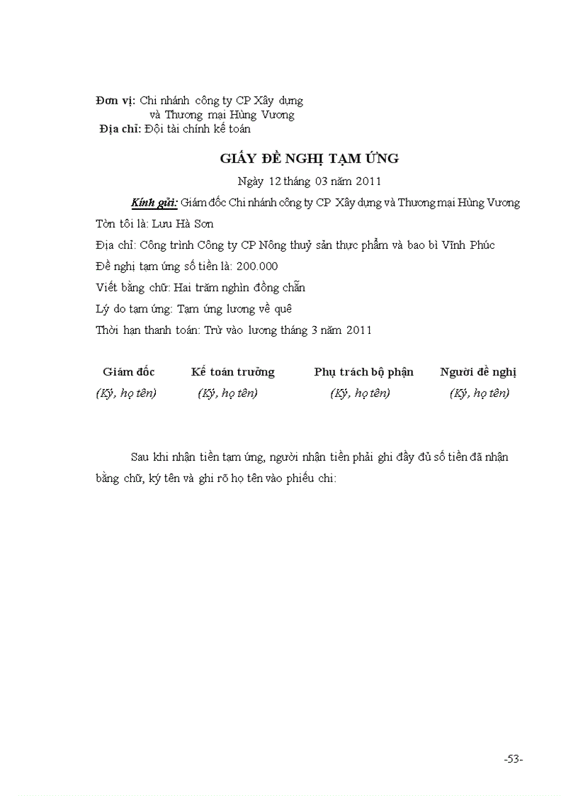 image for page Tổ chức công tác kế toán tiền lương và các khoản trích theo lương tại Chi nhánh công ty cổ phần Xây dựng và Thương mại Hùng Vương 1