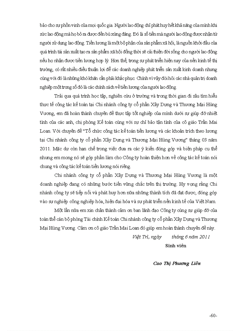 image for page Tổ chức công tác kế toán tiền lương và các khoản trích theo lương tại Chi nhánh công ty cổ phần Xây dựng và Thương mại Hùng Vương 1