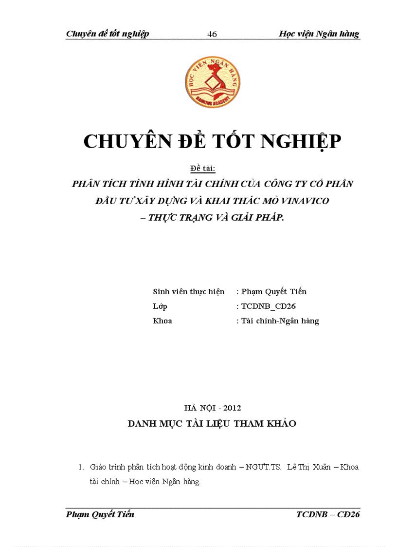 image for page Phân tích tình hình tài chính của Công ty Cổ phần Đầu tư Xây dựng và Khai thác Mỏ VINAVICO Thực trạng và giải pháp