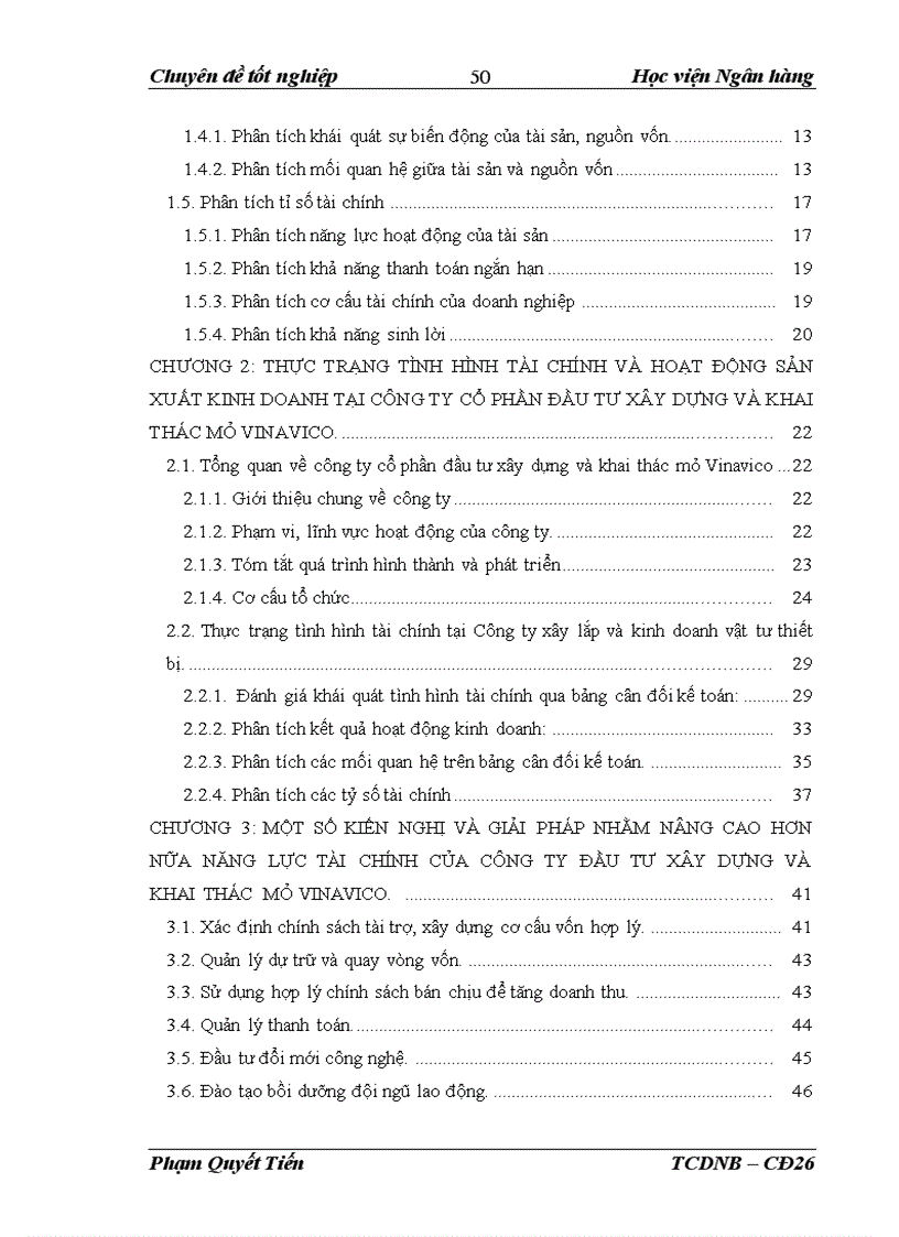 image for page Phân tích tình hình tài chính của Công ty Cổ phần Đầu tư Xây dựng và Khai thác Mỏ VINAVICO Thực trạng và giải pháp