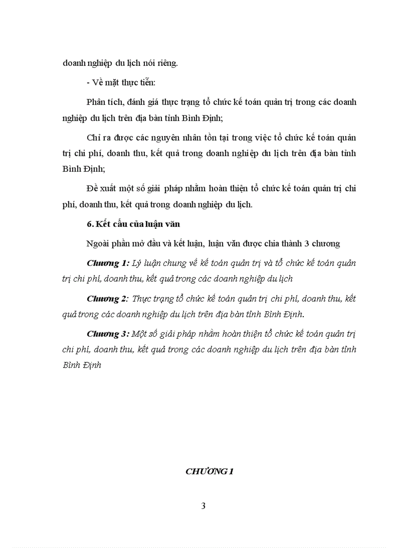 Giải pháp nhằm hoàn thiện tổ chức kế toán quản trị chi phí doanh thu kết quả trong các doanh nghiệp du lịch trên địa bàn tỉnh Bình Định