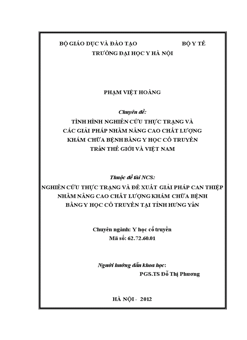 image for page Tình hình nghiên cứu thực trạng và các giải pháp nhằm nâng cao chất lượng khám chữa bệnh bằng y học cổ truyền trên thế giới và việt nam