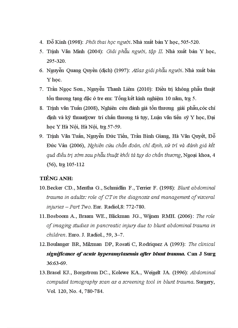 image for page Đánh giá kết quả điều trị bảo tồn không mổ chấn thương tụy tại bệnh viện Việt Đức từ 2006 2010 4