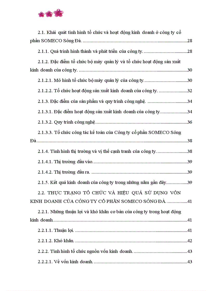 image for page Các giải pháp chủ yếu nâng cao hiệu quả quản lý sử dụng vốn kinh doanh tại Công ty cổ phần SOMECO Sông Đà