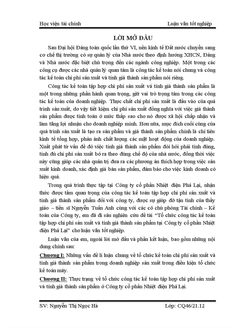 image for page Tổ chức công tác kế toán tập hợp chi phí sản xuất và tính giá thành sản phẩm tại Công ty cổ phần Nhiệt điện Phả Lại