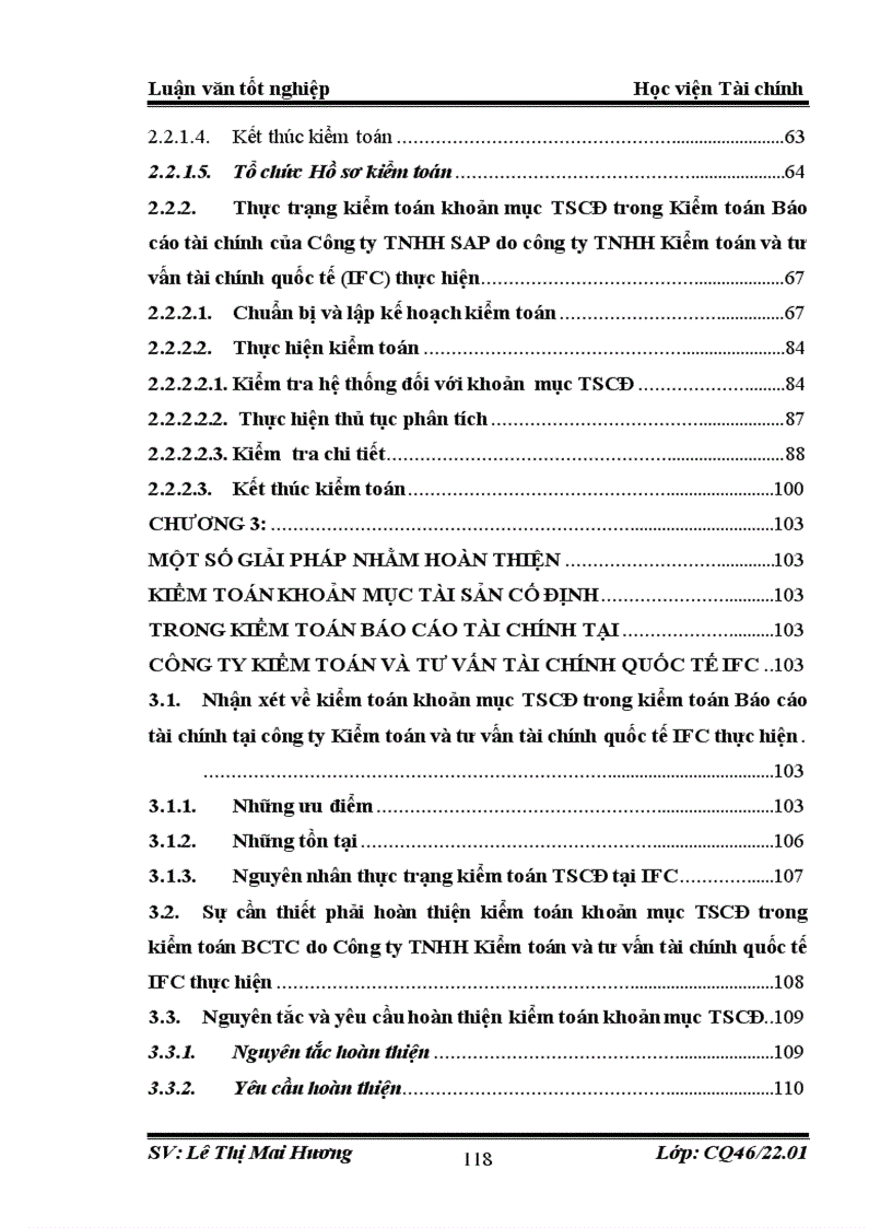 image for page Hoàn thiện kiểm toán khoản mục TSCĐ trong kiểm toán BCTC do công ty TNHH Kiểm toán và Tư vấn tài chính quốc tế IFC thực hiện